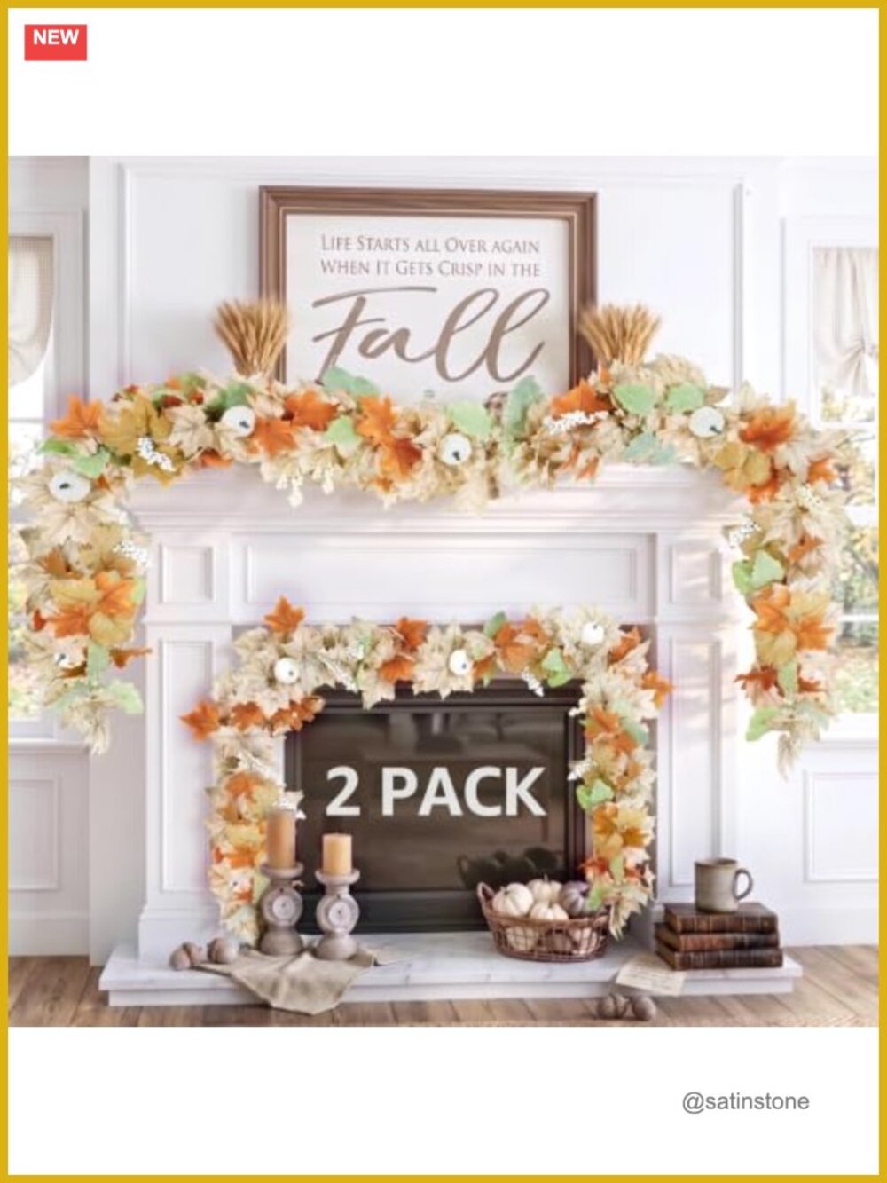 Fall Garland 6ft 2pk Mantle Fireplace Decor